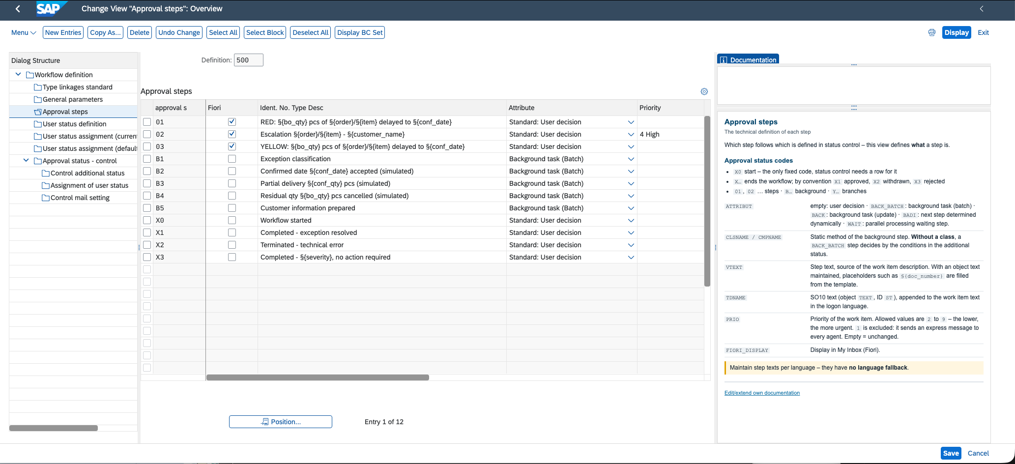Maintenance dialog, approval steps