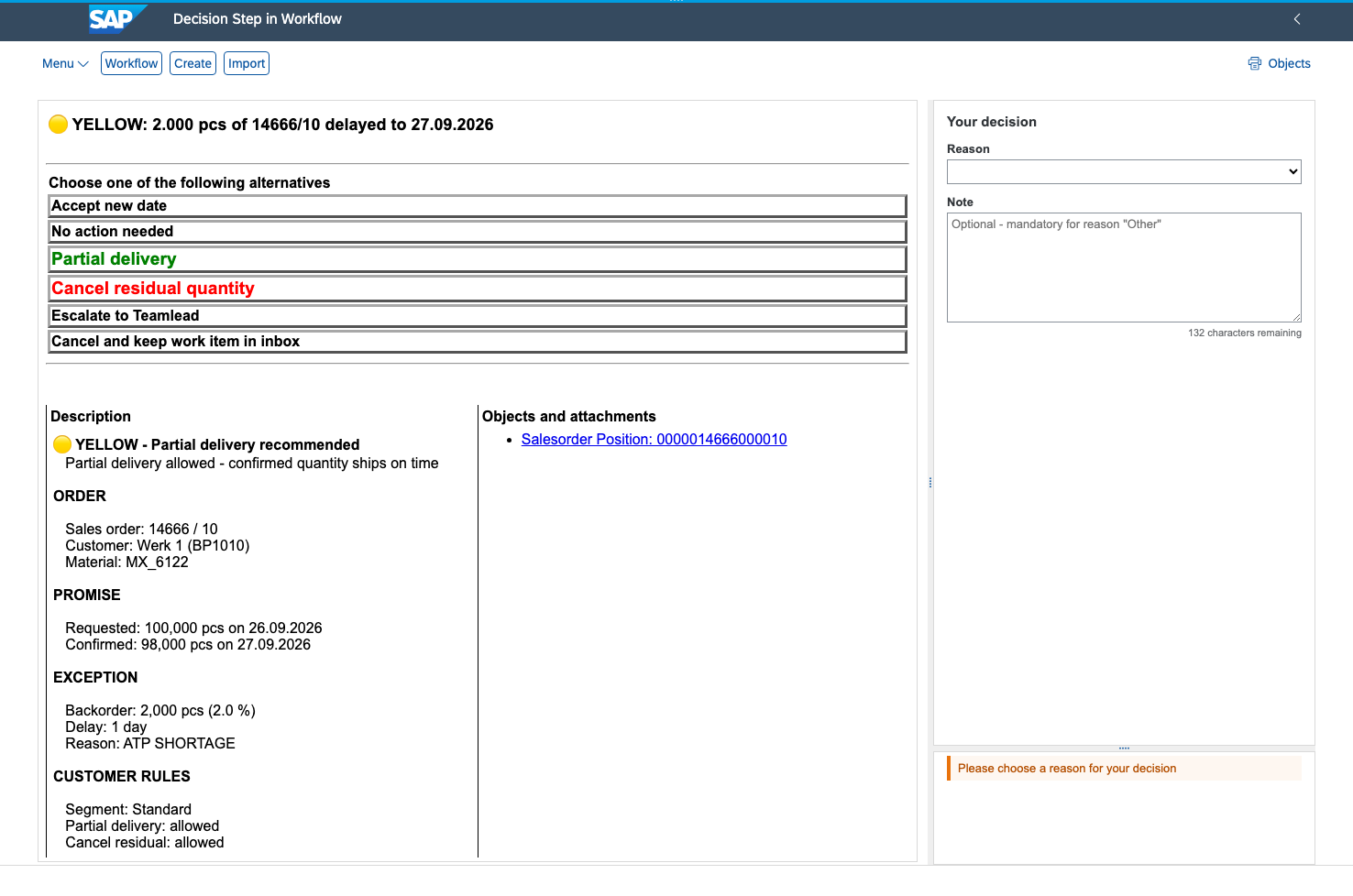 Decision in SAP GUI