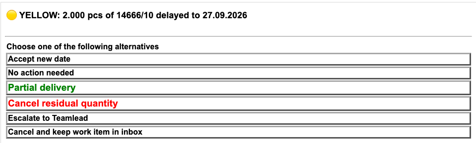 Coloured decisions in SAP GUI