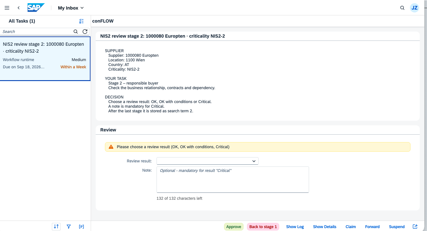 Stage 2 with an empty review panel